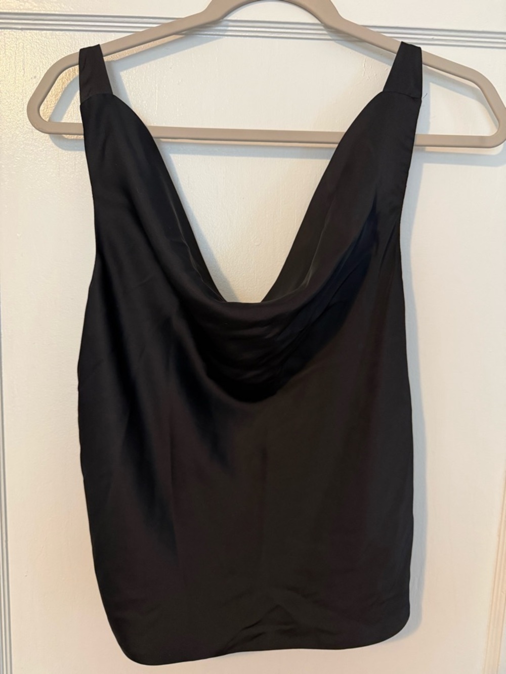 Abercrombie & Fitch Black Satin Cowl Neck Tank Top